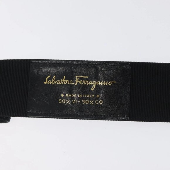 Salvatore Ferragamo Vala Belt Canvas 37.4"" Black Auth - Picture 12 of 15